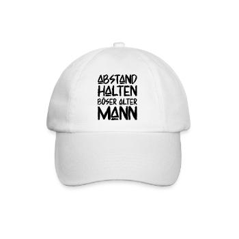 Abstand Halten Böser Alter Mann Lustige Sprüche - Baseballkappe - Weiß/Weiß - Vorne