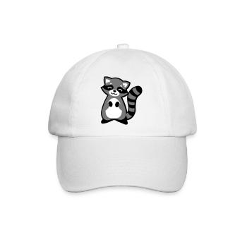 Niedlicher Waschbär Tierkind / Cute raccoon animal - Baseballkappe - Weiß/Weiß - Vorne