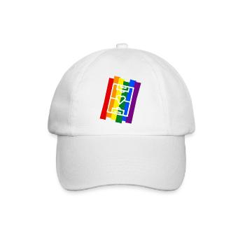 Fußballfeld mit Herz Regenbogen - Baseballkappe - Weiß/Weiß - Vorne