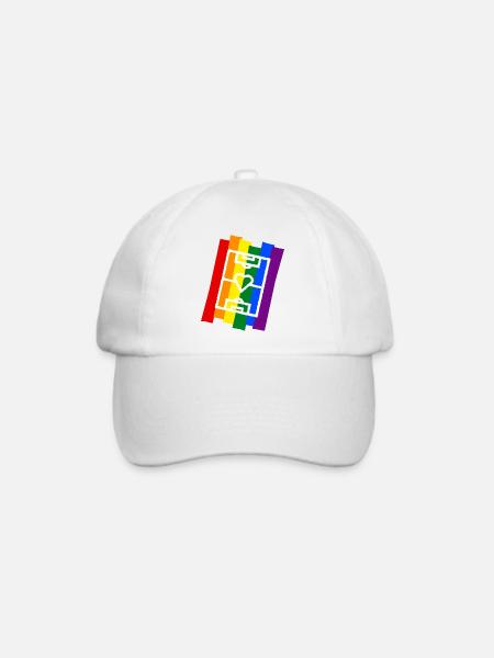 Fußballfeld mit Herz Regenbogen - Baseballkappe - Weiß/Weiß