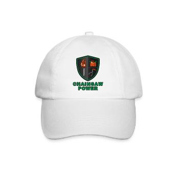 Kettensäge Power Wappen -Fuel Dose, Holzzange - Baseballkappe - Weiß/Weiß - Vorne