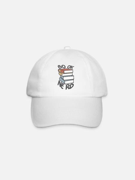 Book Nerd Bücherstapel - Baseballkappe - Weiß/Weiß