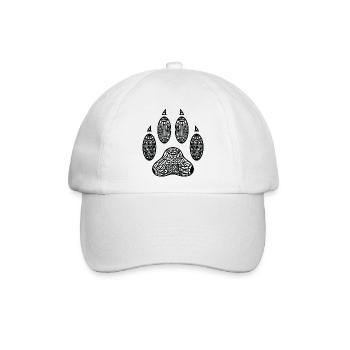 Katze Pfote Druck Zentangle - Baseballkappe - Weiß/Weiß - Vorne