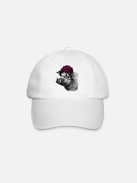 Schwarzwald-Tussi Wildschwein mit Bollenhut - Baseballkappe - Weiß/Weiß