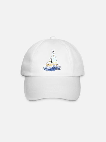 Segelboot - Baseballkappe - Weiß/Weiß