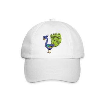 Pfau - Baseballkappe - Weiß/Weiß - Vorne