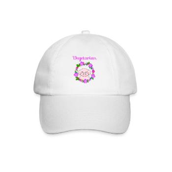 Vegetarian, cute pig design - Baseballkappe - Weiß/Weiß - Vorne