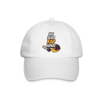 Essen - Schlafen - Rappen - Wiederholen - Baseballkappe - Weiß/Weiß - Vorne