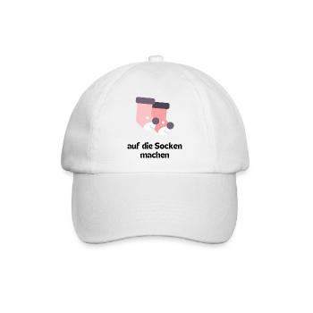 Auf die Socken machen - süße Strümpe mit Gesicht - Baseballkappe - Weiß/Weiß - Vorne