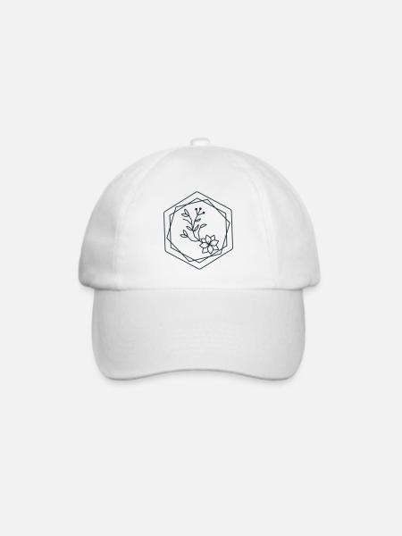 Sechsecke mit floralem Akzent - Baseballkappe - Weiß/Weiß