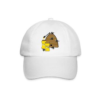 Bienenstock mit Honig und Bienen - Baseballkappe - Weiß/Weiß - Vorne