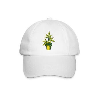 Cannabis Hanfplanze - Baseballkappe - Weiß/Weiß - Vorne