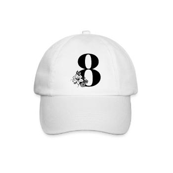 Zahl 8 - Baseballkappe - Weiß/Weiß - Vorne