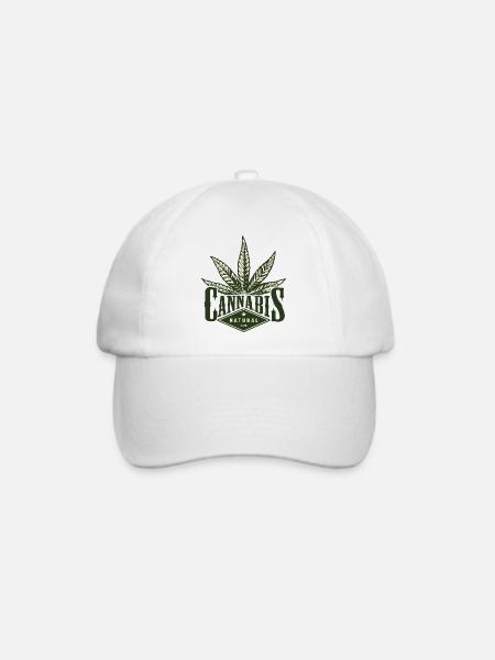 Cannabis Logo Natural 420 - Baseballkappe - Weiß/Weiß