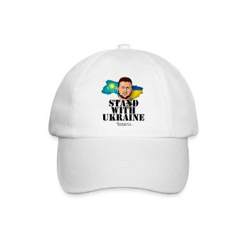 Ukraine Kasachstan Unterstützer Merch - Baseballkappe - Weiß/Weiß - Vorne