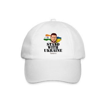 Indien Stand with Ukraine - Baseballkappe - Weiß/Weiß - Vorne