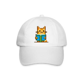 Pixelgrafik für rote Katzen - Baseballkappe - Weiß/Weiß - Vorne