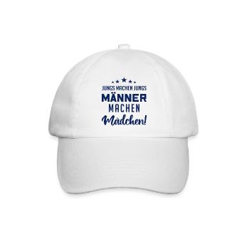 Jungs machen Jungs, Männer machen Mädchen ! - Baseballkappe - Weiß/Weiß - Vorne