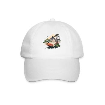 Asien Aquarellkunst - Baseballkappe - Weiß/Weiß - Vorne