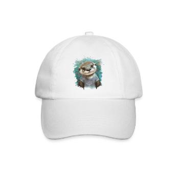Baby Otter Geschenk Geburt - Baseballkappe - Weiß/Weiß - Vorne