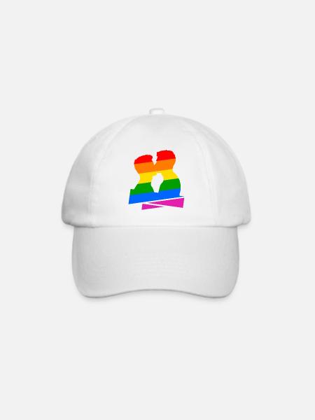 Regenbogen Kuss - Baseballkappe - Weiß/Weiß
