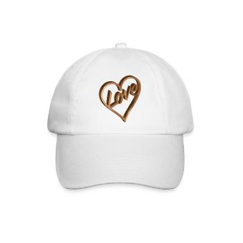 Herz Liebe Relief in Holz Optik für Valentinstag - Baseballkappe - Weiß/Weiß - Vorne