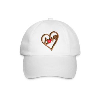 Herz Relief in Holz Optik für Valentinstag - Baseballkappe - Weiß/Weiß - Vorne