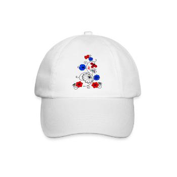 Blumenranke mit Schmetterling - Baseballkappe - Weiß/Weiß - Vorne