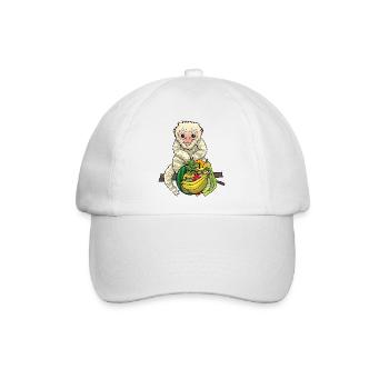 Affe Affen Zoologie Zootiere Kinder Baby Zoo - Baseballkappe - Weiß/Weiß - Vorne