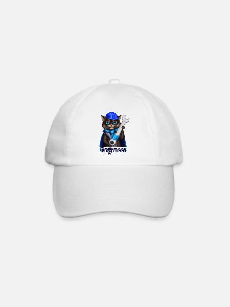 Katze Ingenieur - Baseballkappe - Weiß/Weiß