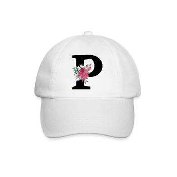 Buchstabe p blumig - Baseballkappe - Weiß/Weiß - Vorne