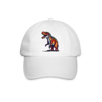 Dino in Retro Pixel Grafik 8-Bit oder 16-Bit - Baseballkappe - Weiß/Weiß - Vorne