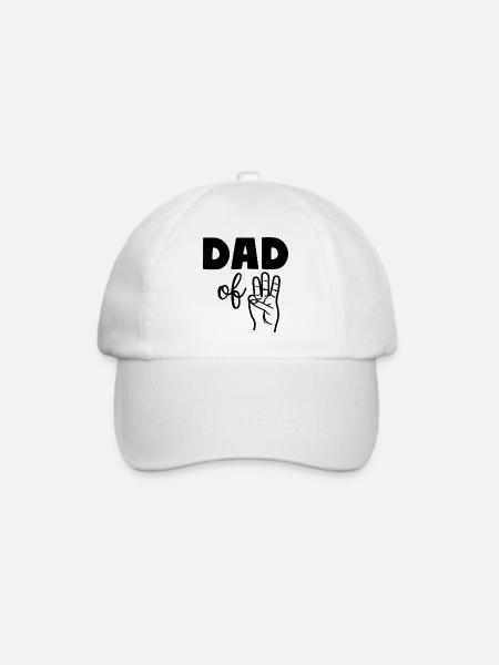 Dad of Three 3 Dad - Baseballkappe - Weiß/Weiß