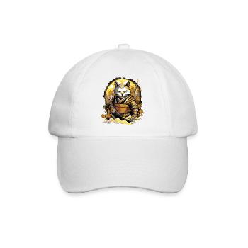 Samurai-Katze - Baseballkappe - Weiß/Weiß - Vorne