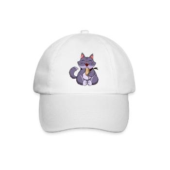 Gierige Lila Katze - Baseballkappe - Weiß/Weiß - Vorne