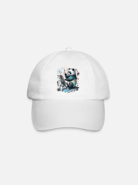 Künstlerischer Panda - Baseballkappe - Weiß/Weiß