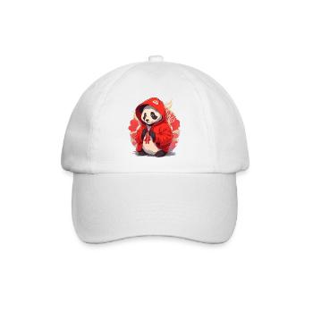 Panda mit Hoody - Baseballkappe - Weiß/Weiß - Vorne