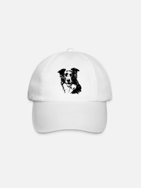 Border Collie - Baseballkappe - Weiß/Weiß