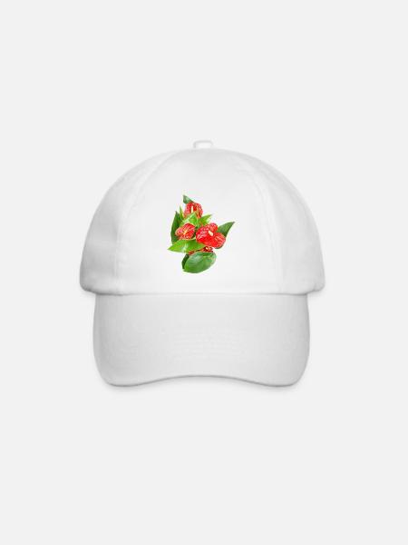 Rote Anthurien Floraledition - Baseballkappe - Weiß/Weiß