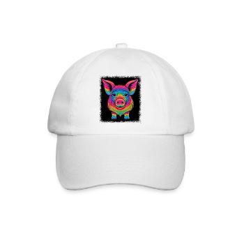 happy pig caviidae funny sayings funny pig quote - Baseballkappe - Weiß/Weiß - Vorne