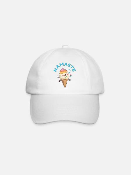 Namaste! Lustiges Eis-Motiv, personalisierbar - Baseballkappe - Weiß/Weiß