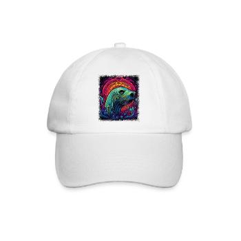 sea animals seal cool happy humor eared seal - Baseballkappe - Weiß/Weiß - Vorne