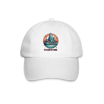 Ich wäre lieber dort, Bergsee und Sterne - Baseballkappe - Weiß/Weiß - Vorne