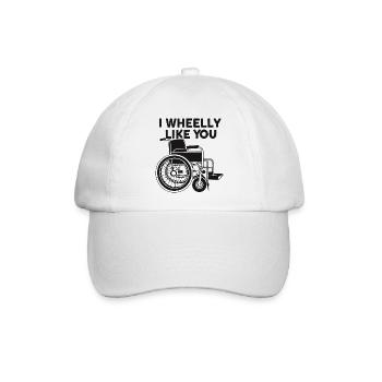 Rollstuhl Rollstuhlfahrer Geschenkidee - Baseballkappe - Weiß/Weiß - Vorne