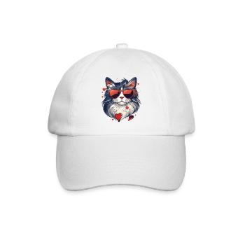 Katzenliebe - Baseballkappe - Weiß/Weiß - Vorne