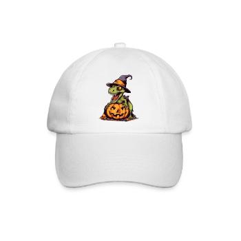 Gruseliger Dinosaurier Hexen Kürbis - Baseballkappe - Weiß/Weiß - Vorne