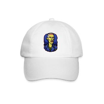 Moderne Kunst: Selbstporträt des Cartoon-Künstler - Baseballkappe - Weiß/Weiß - Vorne