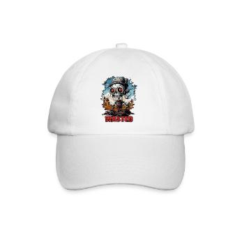 Wüsten Dystopie und ein Cartoon Roboter - Baseballkappe - Weiß/Weiß - Vorne