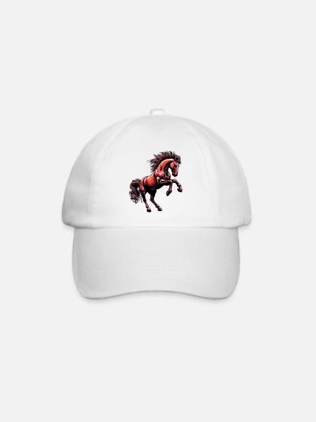 Pferd - Baseballkappe - Weiß/Weiß