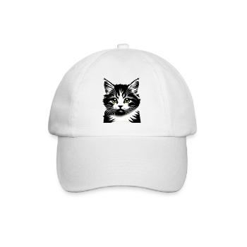 Liebevolles Katzengesicht - Baseballkappe - Weiß/Weiß - Vorne